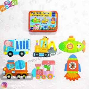 پازل چوبی جعبه فلزی
