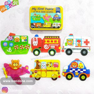 پازل چوبی قوطی فلزی