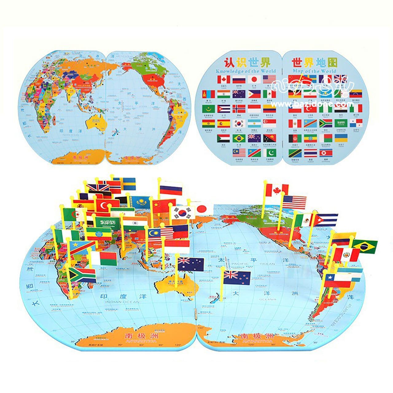 ست چوبی نقشه جهان و شناخت کشورها