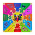 ساعت پازلی و شمارش اعداد چوبی