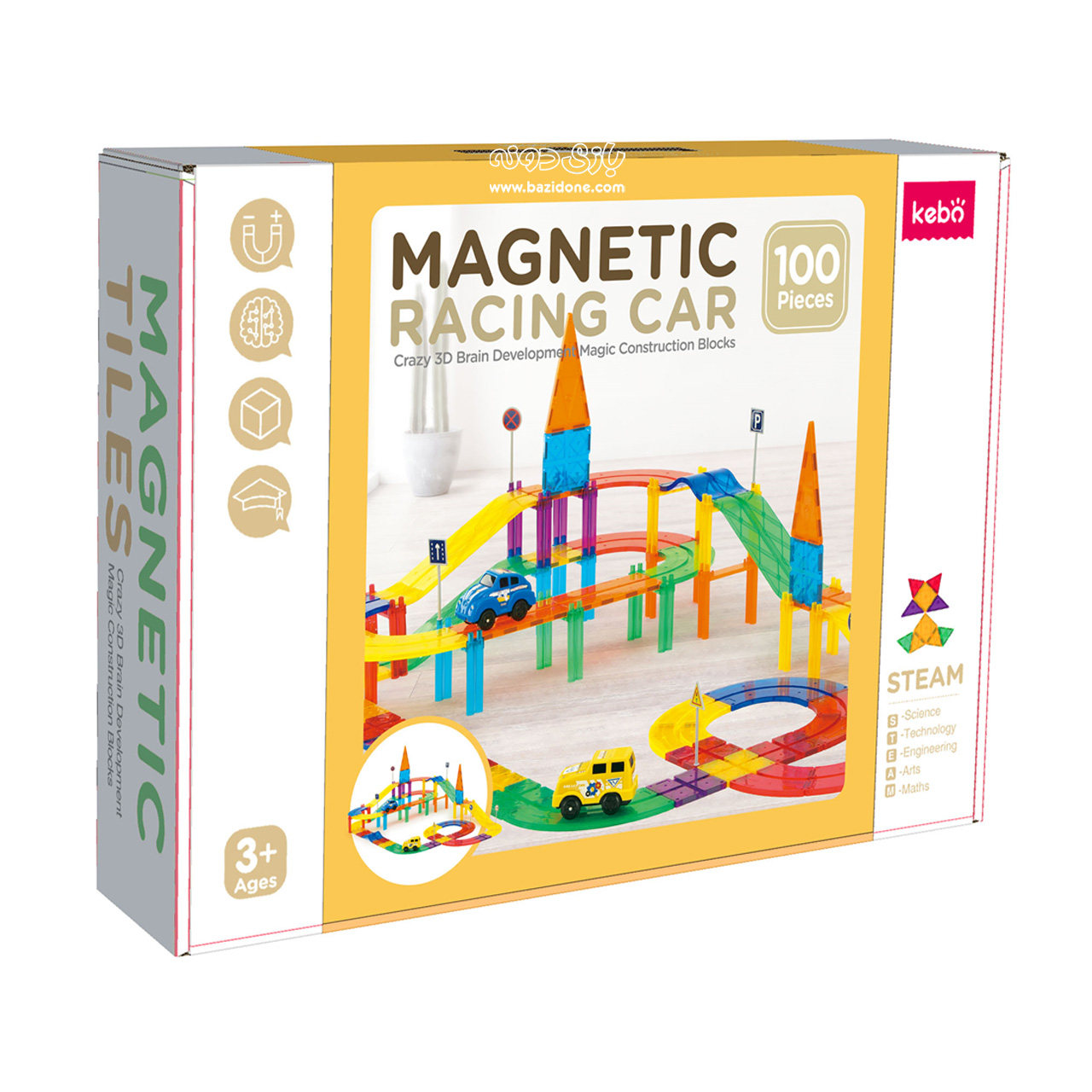 3d-race-magnetic-tiles-100pcs مگنت ریس سه بعدی 100 قطعه - Image 1