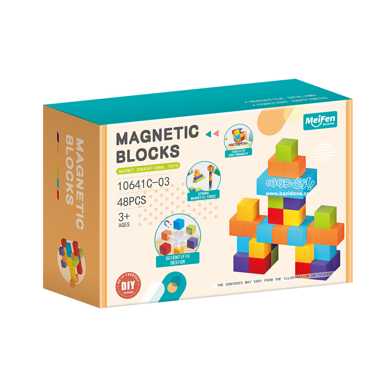 48pcs-colored-magnetic-cubes مکعب های مگنتی رنگی 48 تکه - Image 1