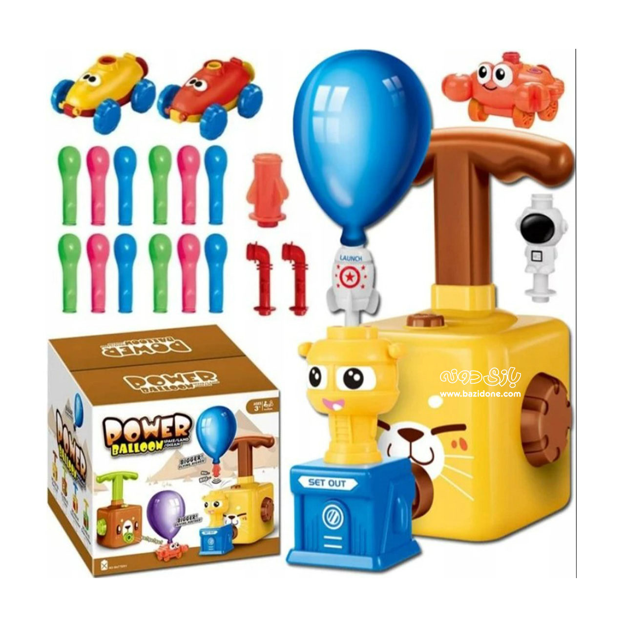 Aerodynamic Balloon Car ماشین بادکنکی خرس قهوه ای - Image 1