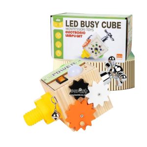 led instructional wooden cube