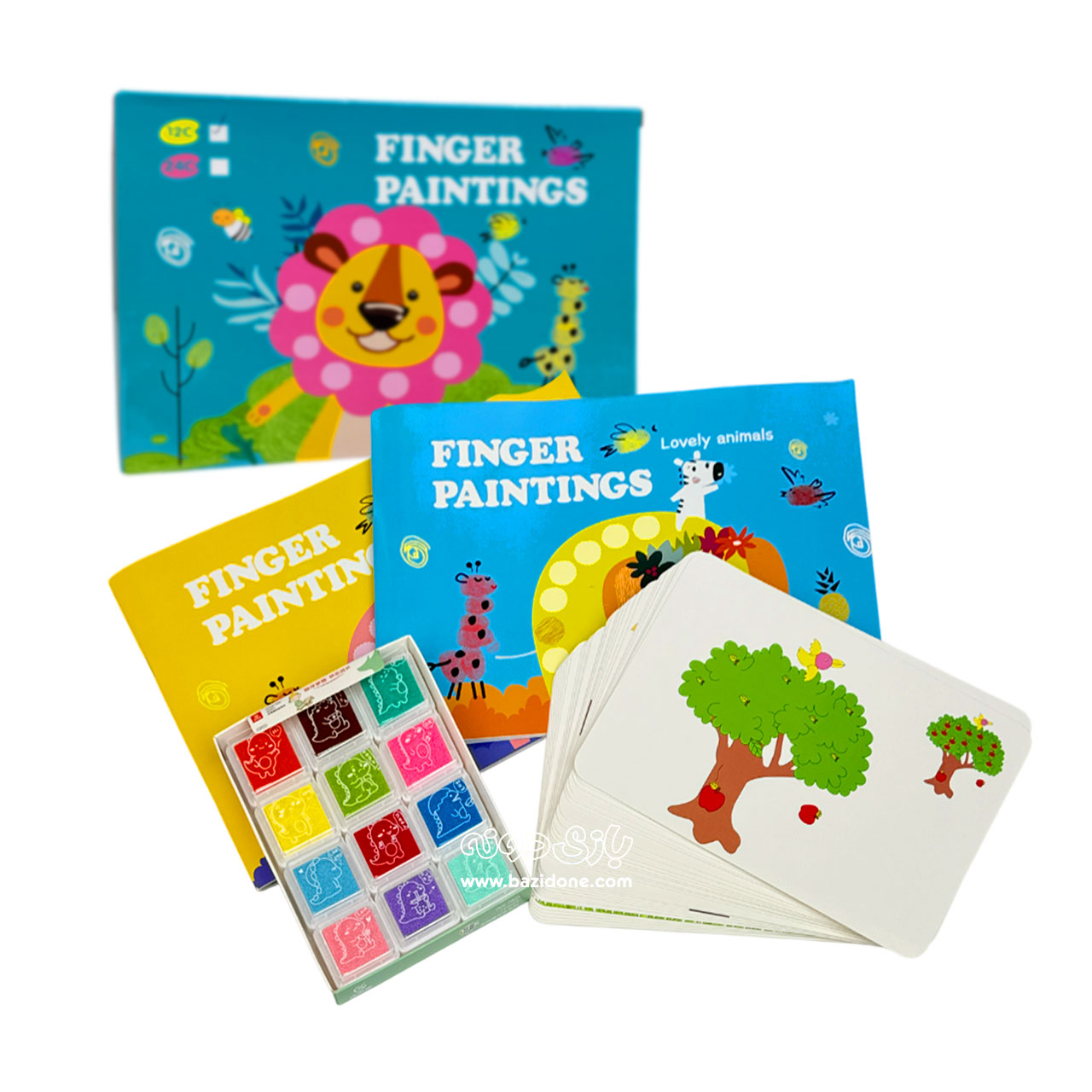 12-color-finger-painting-with-card-1 نقاشی انگشتی 12 رنگ با کارت - Image 1