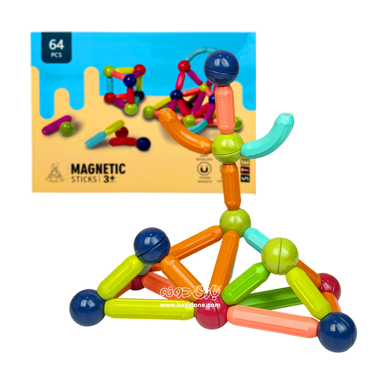 64-piece-magnetic-balls-and-rods-5 توپ و میله مگنتی 64 قطعه - Image 1