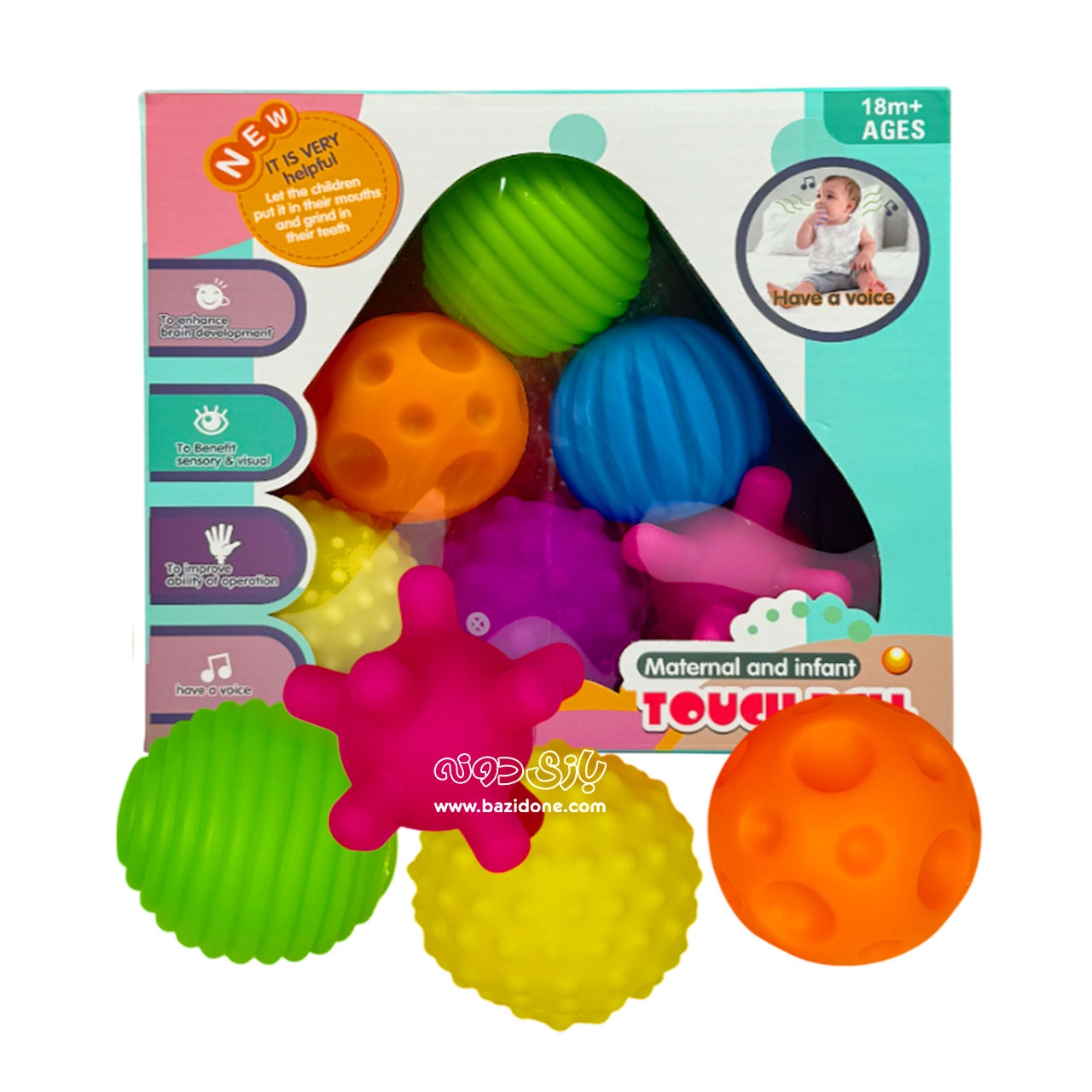 basic-baby-training-balls-1 توپ حسی سوتکی (۶عددی) - Image 1
